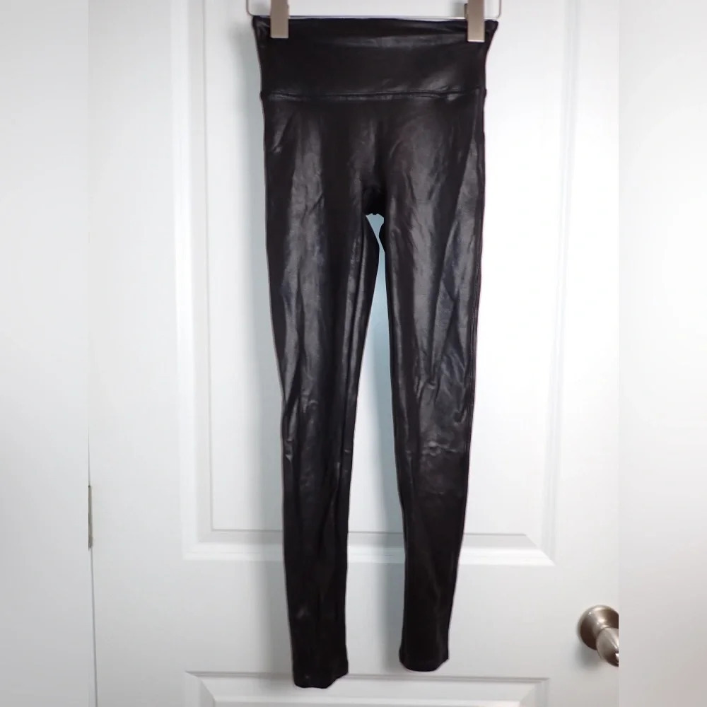 Spanx Women's Faux Leather Moto Leggings High-Rise Black Size S